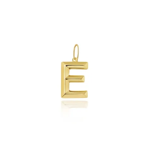 9ct Yellow Gold Initial Pendant E 10.1X13.7mm